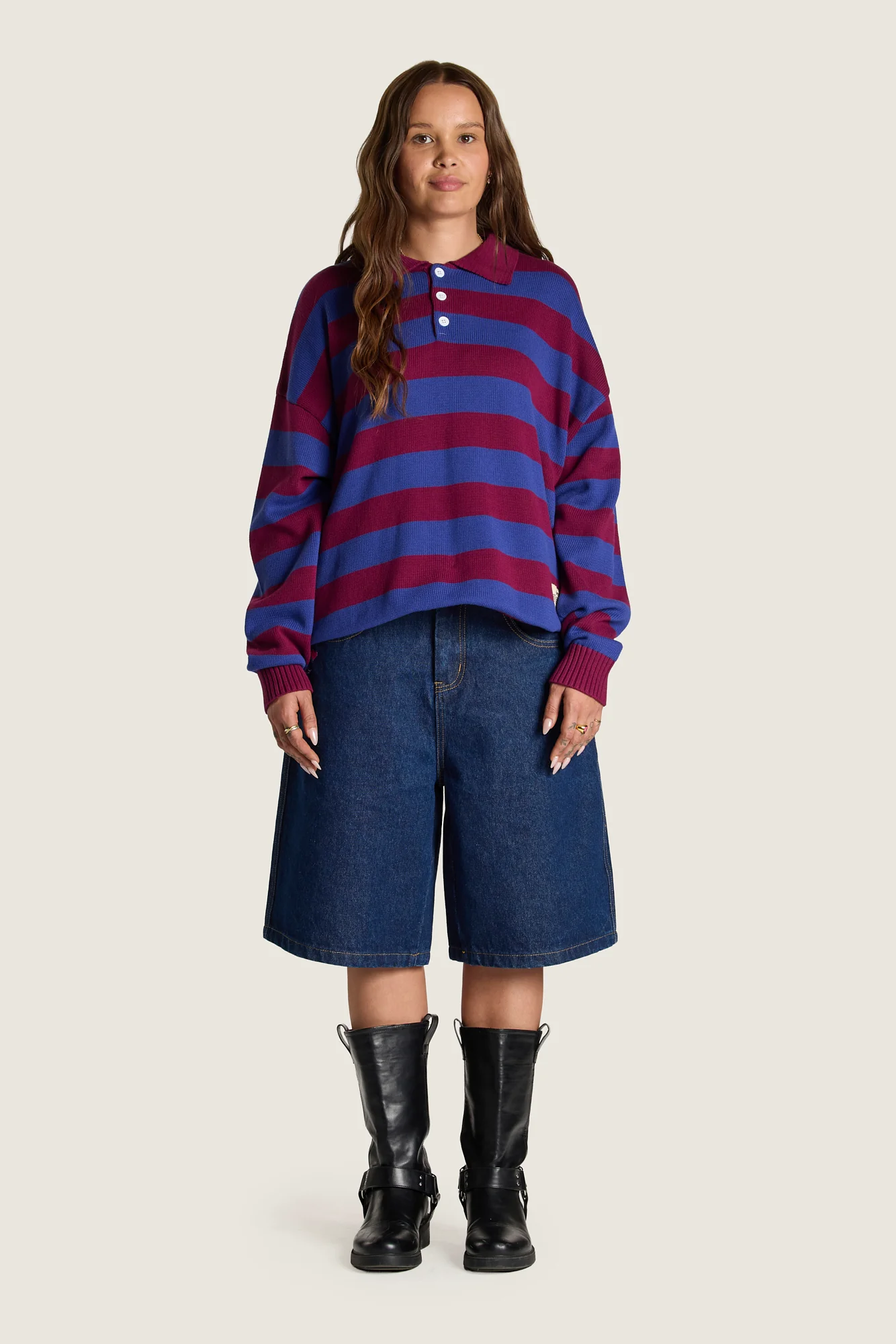 Knitted Rugby - Blue / Maroon - Image 4